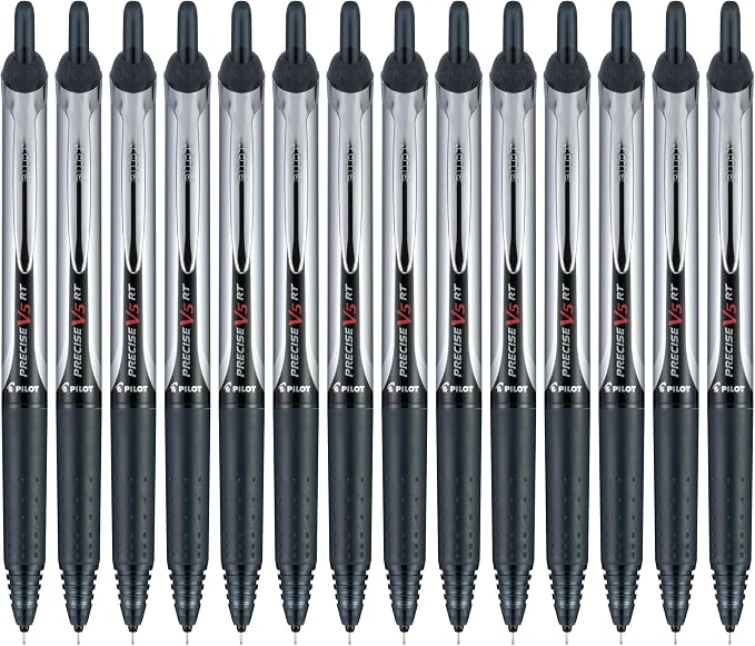 PILOT Precise V5 RT Refillable & Retractable Rollerball Pens, Extra Fine Point Pens 0.5 mm, Black, 14 count - Ideal for School, Journaling & Office Writing (Pack of 7)