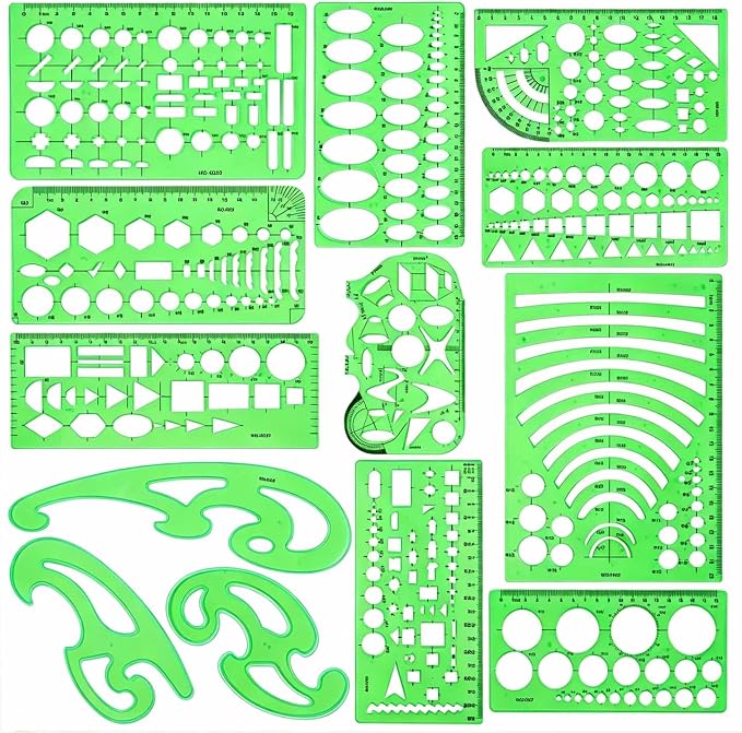 SenseYo 13 Pack Drawings Templates Stencil, Circle Template for Geometric Drawing Stencils, Plastic Clear Circle Stencils Architecture Supplies Drafting Tools for Office, Studying, Designing