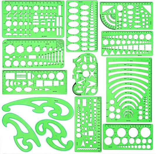SenseYo 13 Pack Drawings Templates Stencil, Circle Template for Geometric Drawing Stencils, Plastic Clear Circle Stencils Architecture Supplies Drafting Tools for Office, Studying, Designing