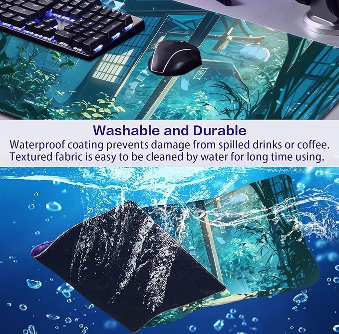 Tropical Plants XL Extended Gaming Keyboard Pad Computer Non Slip Mouse Pad | Large Extended Mouse Pad; Full Desk Coverage; Waterproof Coating; Stable Anti-Slide Base For Gaming, Office, Study Daily Use