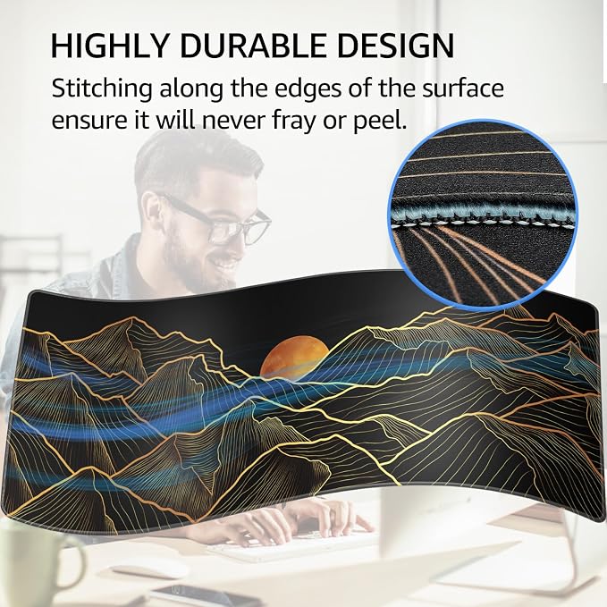 KTRIO Large Gaming Mouse Pad, Desk Mat, 31.5 x 11.8 in, Bright Rise, XL | Smooth Micro-Weave Surface, Artistic Pattern Design, Non-Slip Rubber Base, Durable Stitched Edges, Office & Home Use