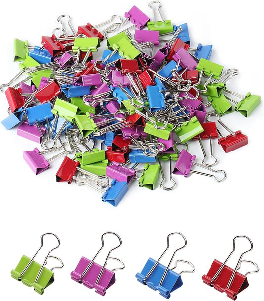 Mr. Pen- Binder Clips, 100 pcs, 0.75", Small Size | Colored Binder Paper Clips, Bulk Paper Clamps for Office Supplies, Home, School, Business, Document Organizing