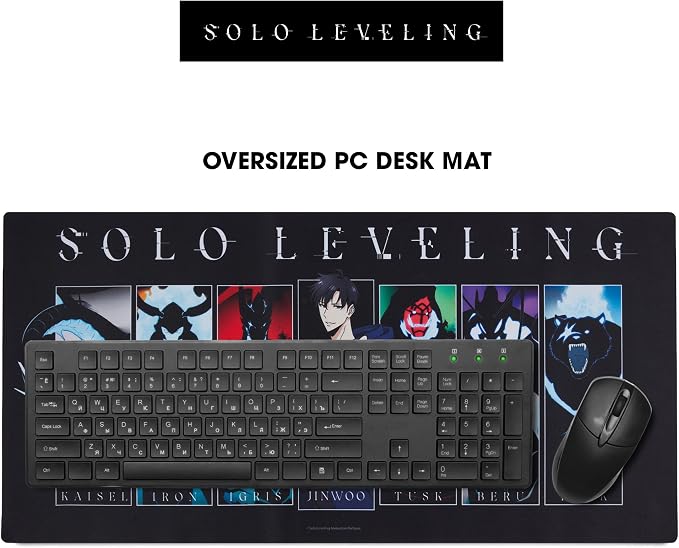 Solo Leveling Large Gaming Mouse Pad 31"x15" XL Computer Desk Mat, Anime | Oversized 31x15in Solo Leveling anime gaming mouse pad, smooth fabric top, stitched edges, non-slip rubber base.