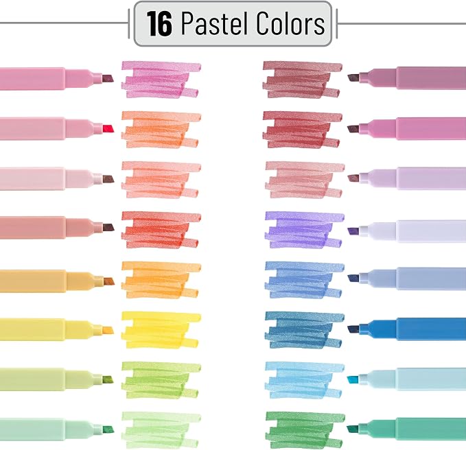 Mr. Pen- Aesthetic Highlighters No Bleed, 16 Pack, Assorted Colors | Chisel Tip, Cute Highlighters Assorted Colors for Journaling, Highlighting, Underlining, Fast Dry, Back to School Supplies