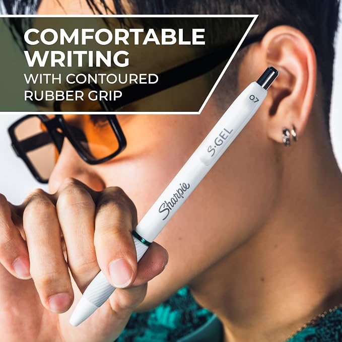 Sharpie S-Gel Pens, Fashion Barrel White Pearl, Medium Point (0.7mm), Bold Ink Colors, 8 Count (Pack of 6)
