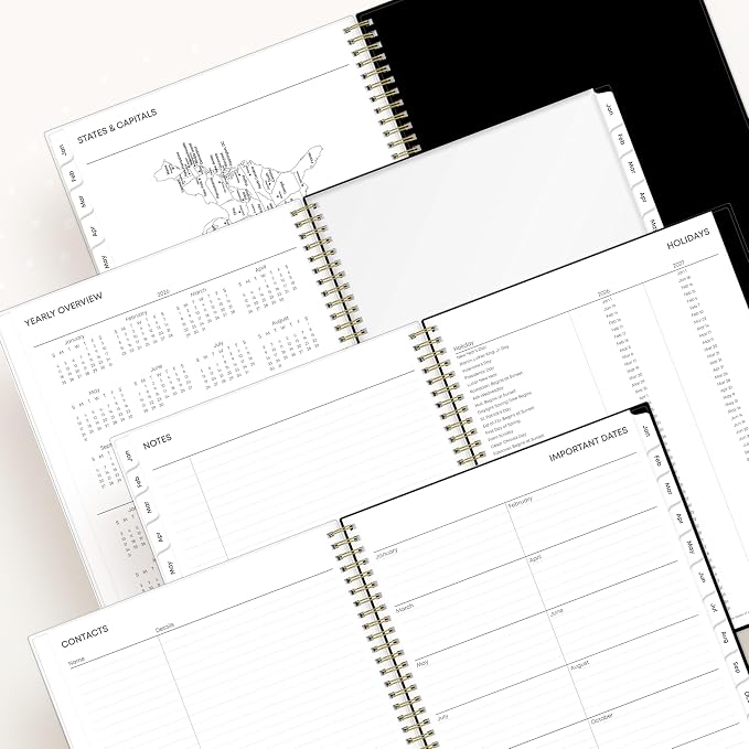 Blue Sky 2026 Weekly & Monthly Planner Calendar, 8.5"x11", Baccara Dark | January 2026 - December 2026, Clear Pocket Cover, Durable Twin Wire Binding, Laminated Tabs, Storage Pocket