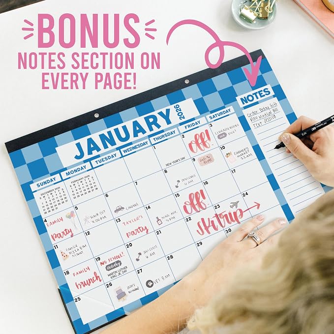 Hadley Designs Large Teacher Desk Calendar 2026-2027 - Desktop Calendar 2026, 18-Month Academic Desk Calendars for School, Home & Office, Cute Classroom Must Haves, Back to School Teacher Gifts