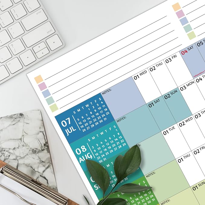 Yearly Wall Calendar 2026-2027 - Large Yearly Calendar 2026-2027, Jul 2026 - Jun 2027, 38.2'' x 25.2'' (Open), 12 Months, Thick Yearly Wall Calendar with To-do Lists, Notes, Stickers, All At One Page