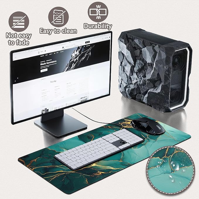 Gaming Mouse Pad - (31.5"×11.8") Marble Large Mouse Pads for Desk - Desk Mat for Keyboard and Mouse with Non-Slip Base, Desks Pad Matfor Game/Office & Home