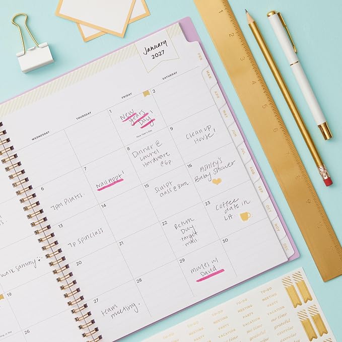 Blue Sky 2027 Day Designer Weekly & Monthly Planner, 8.5"x11", Kerridge | January 2027 - December 2027, Clear Pocket Cover, Durable Twin Wire Binding, Storage Pocket, Stickers