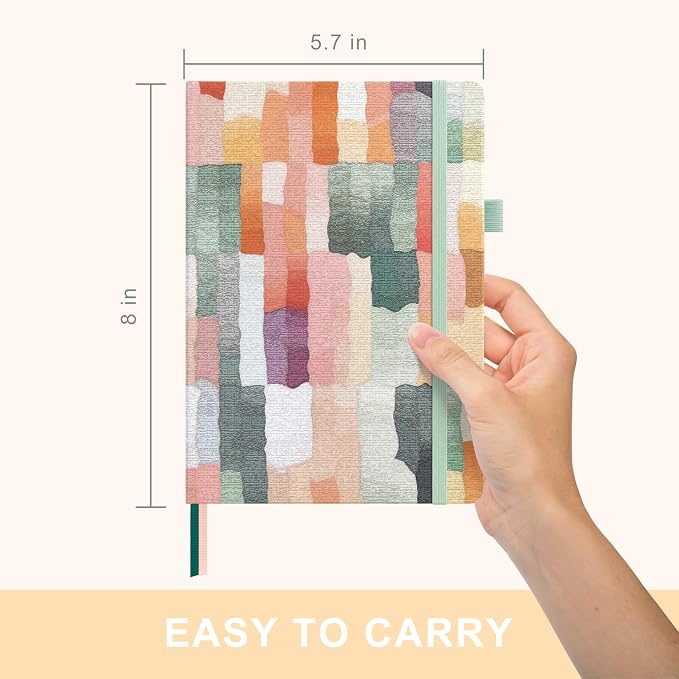&And Per Se Lined Hardcover Notebook – A5 5.7"x8" College Ruled, 160 Pages, 100gsm Thick Paper – Aesthetic Journal for Women, Gift-Ready Planner, Everyday Writing Notebook (Colorful Stripes)