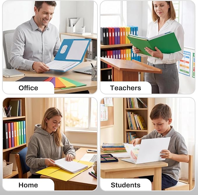 SUNEE Folders with Pockets (25 Pack, White), 2 Pocket Folders Fit Letter Size Paper, Paper File Folder for School Office Home Bussiness