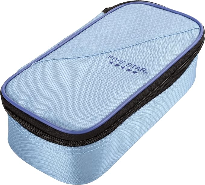 Five Star Pencil Pouch, Pen Case, High-Capacity Zipper Pouch, Storage Organizer for School Supplies Earbuds Chargers Cables Makeup, Blue/Denim (500212F-ECM) (Pack of 12)