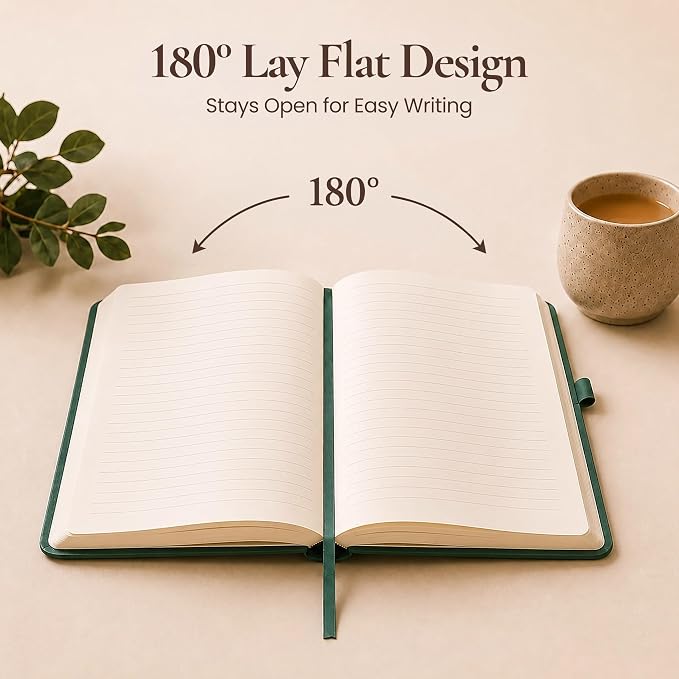 Lined Journal Notebook Hardcover Leather Bound 200 Pages A5 Green Diary | College Ruled 5.7x8.4" Journaling Notebooks for Men & Women, Writing for Personal, Small Travel Daily Note Book Tree of Life
