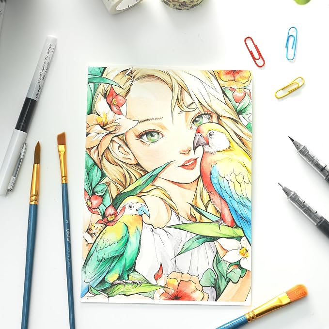 Ohuhu 9 Sizes Liquid Micro Fineliner Drawing Pens | Pigment Black Ink Water-proof Alcohol-proof Assorted Point Tips Smooth Writing Sketching Journaling Anime Artist Beginners