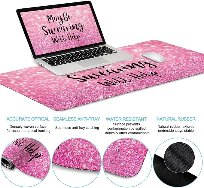 LIMKRIAN Pink Ergonomic Mouse Pad Set, Large Desk Matt for Desktop Decor | Gel Wrist Rest for Computer Keyboard, Memory Foam Wrist Support, Coaster, Desk Pad, Pink office Desk Accessories for Women