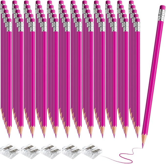 60 PCS Pink Pencils Bulk with Eraser, Pre-Sharpened HB Spring & Easter Pencils for Kids, School Supplies for Writing, Drawing & Easter Art Crafts (Pink)
