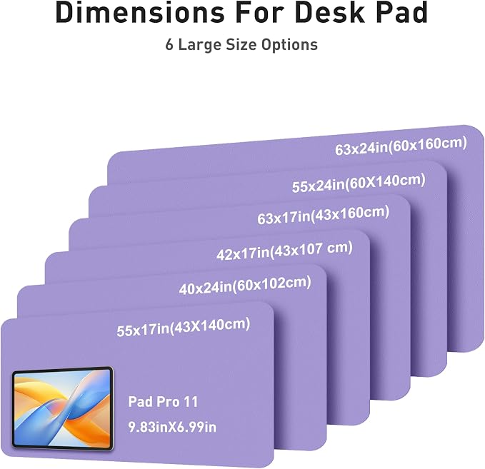 Aothia Faux Leather Desk Mat Mouse Pad, 42" x 17", Light Purple
