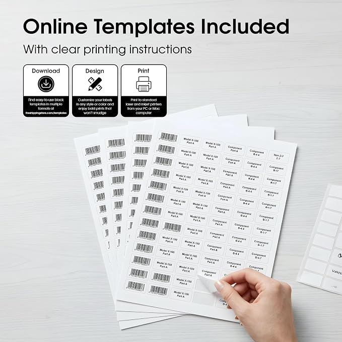 1" X 0.5" Matte White Printable Barcode Labels (30 Sheets, 4800 Stickers) UPC Labels and Price Tags for Laser & Inkjet Printers - Spartan Industrial Template R001