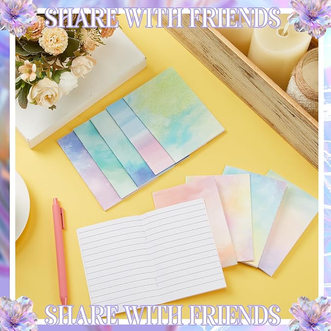 Tenceur 30 Pcs Mini Tie Dye Notebooks Pocket Notepads Bulk Tie Dye Small Memo Pad 3" x 5" Back to School Journal Notebook for Pastel Party Favors Birthday Gifts Classroom Office Supplies