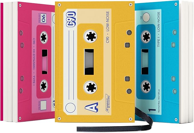Suck UK Music Notebook - Cassette Tape Notebooks - Mix Tape Book - Retro Themed Gifts - Music Stationery - 80s Retro Gift - Pocket Size Notepad - Mini Tape Record - Multi Colour Mini Notebooks 3 Pack