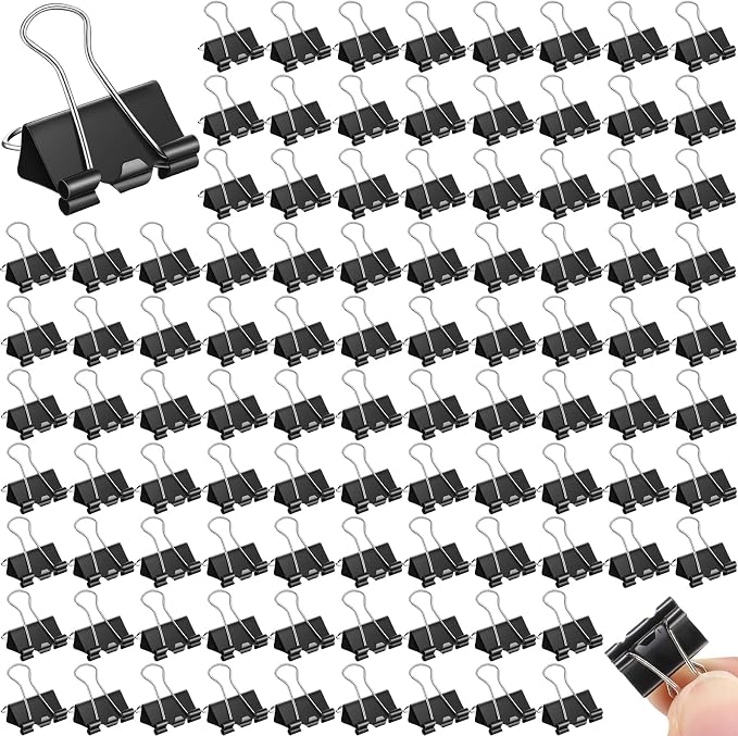 Jetec 200 Pcs Black 0.6 Inch Binder Clips Small Paper Clamps Metal Paper Clips for Teachers Students Classroom Business Office and School Office Supplies