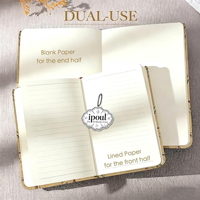 Pocket Notebook, Floral Linen Journal, Similar Embroidered, Notebooks 4x6, Lay Flat Sketchbook, A6 Notebook, Hardcover, Lined & Unlined Notebook, Apricot