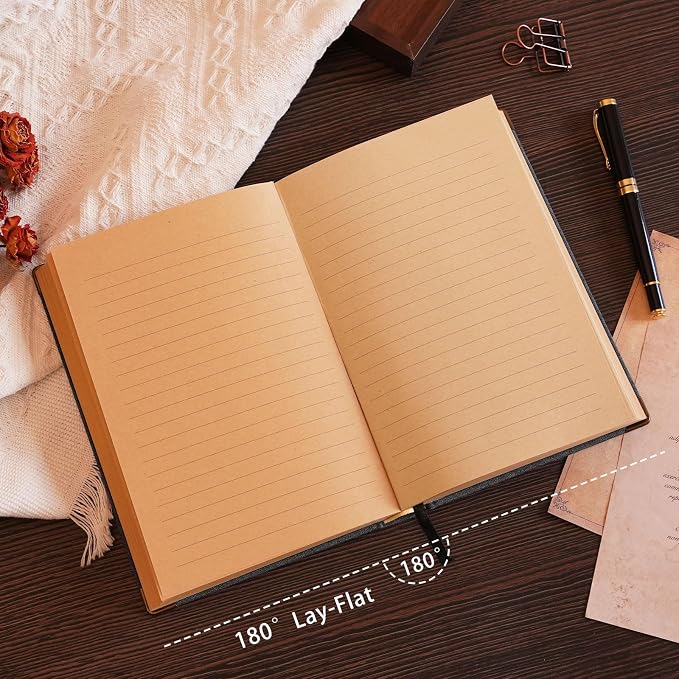 Vintage Hardcover Lined Notebook A5 Journal - 384 Pages 100 GSM Thick Kraft Paper Writing Journal for Men & Women Gray 5.51" x 8.50"