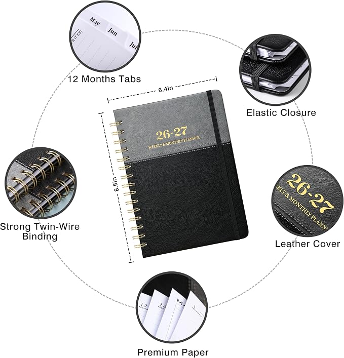 2026-2027 Planner - Weekly Monthly Calendar Planner 2026-2027, 6.4" x 8.5" | July 2026-June 2027, Academic Agenda with Elastic Closure, Inner Pocket