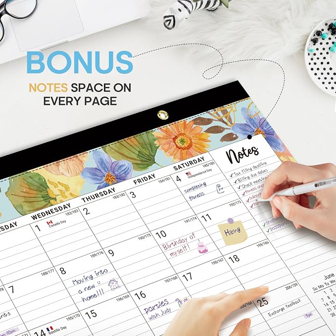 3 Pack of Desk Calendar 2026-2027, 18-Month Calendar Runs from July 2026 to December 2027, Large 17" x 12" Monthly Desktop & Wall Calendar for Home & Office - Botanic Whimsy
