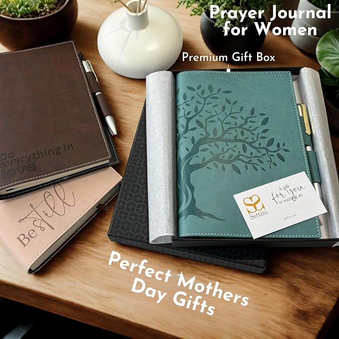 SETTINI® Refillable Vegan Leather Journal with Pen, Do Everything Brown | refillable insert system, luxury pen, 192 pages, vegan leather, A5, lined refill, faith gift