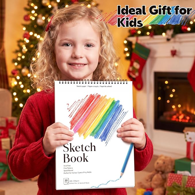 12 Pack Sketch Books, 8.5 x 11 Inch Mini Sketchbook, 68lb/100gsm Spiral Bound Small Sketch Pad, Acid Free Art Supplies Drawing Painting Sketchbook for Kids, Beginners, Artists & Easter Gift