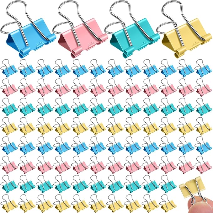 Jetec 200 Pcs Colorful 0.6 Inch Binder Clips Small Paper Clamps Metal Paper Clips for Teachers Students Classroom Business Office and School Office Supplies