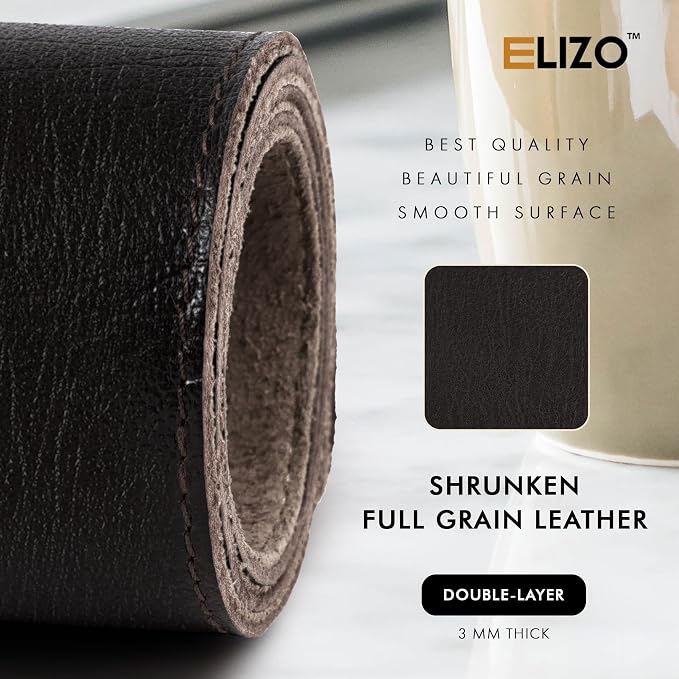 ELIZO Leather Desk Pad Real Leather Desk Mat Thick (3mm) Double Layer (32x16) Cover Blotter Desk Protector Large Computer Mat for Keyboard Mouse Pad Table Laptop Mat Office Accessories - Vintage Black
