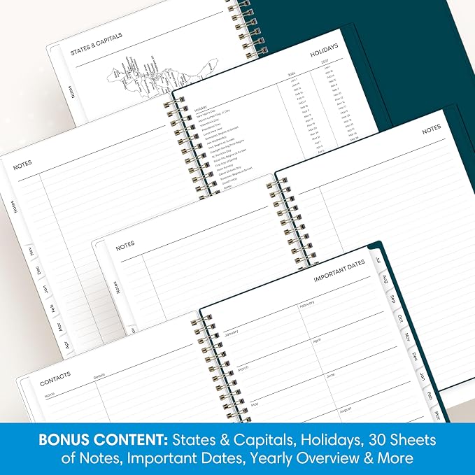 Blue Sky 2026-2027 Weekly & Monthly Academic Planner, 5.875"x8.625", Greta | July 2026 - June 2027, Flexible Cover, Wirebound, Laminated Tabs, Extra 30 Sheets of Notes, Academic Year