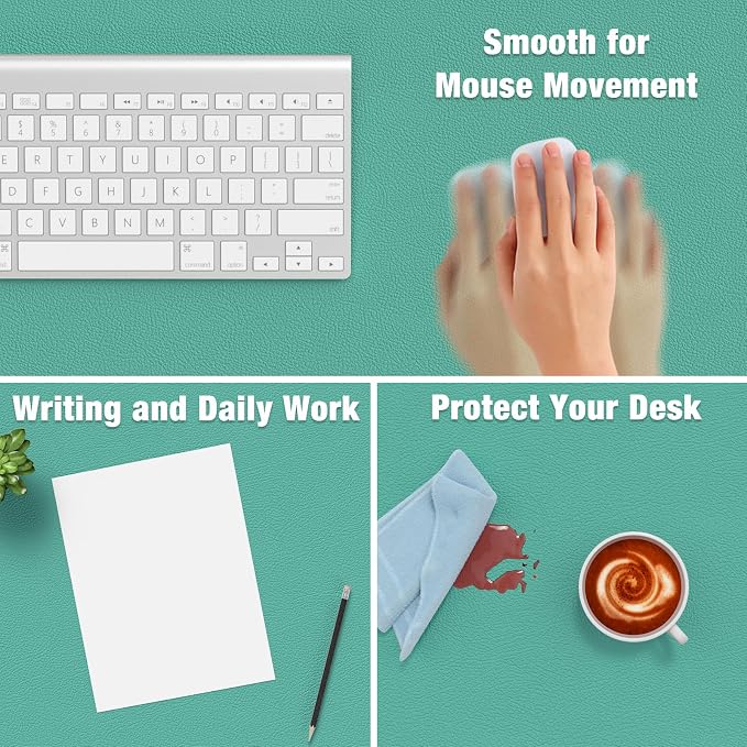 Hsurbtra Desk Pad, 30" x 14" PU Leather Desk Mat, XL Extended Mouse Pad, Waterproof Desktop Blotter Protector, Non-Slip Ultra Thin Large Laptop Keyboard Writing Mat for Office Home, Fruit Green