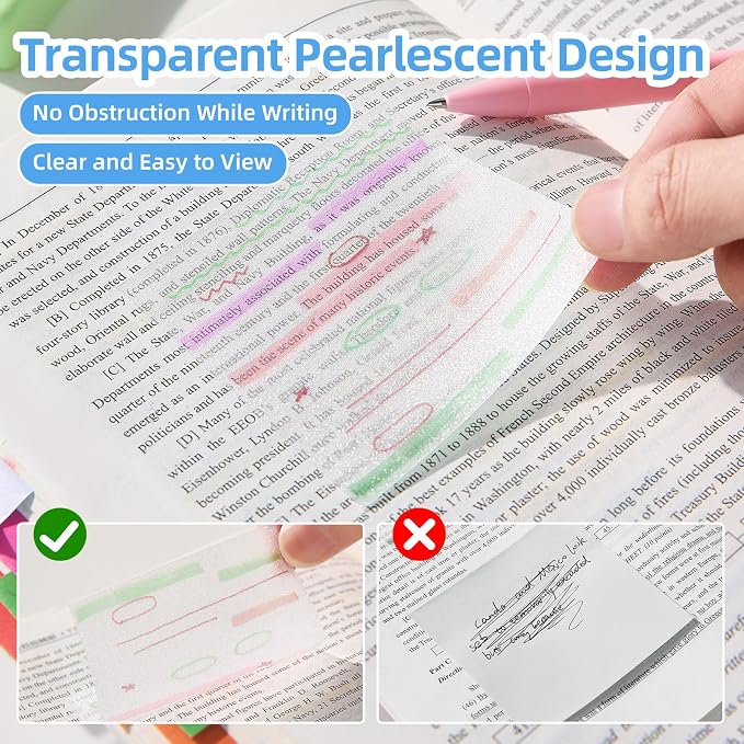 Clear Transparent Self-Adhesive Sticky Notes with Tabs, 3x3 Inches 800 Sheets of Translucent Paper for Bible Study & Indexing, See-Through, Waterproof & Repositionable, No Fading