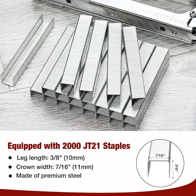 Arrow JT27 Light Duty Staple Gun Kit with 2000 Pieces JT21 3/8" Staples | Thin Wire Manual Stapler for Upholstery, Crafts, Decorating, and Repairs, Lightweight Chromed-Steel Housing