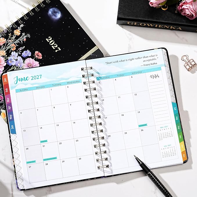 2027 Planner, 2027 Planner Weekly and Monthly, Jan 2027-Dec 2027, Hardcover | 12 Monthly Tabs,Elastic Closure,Twin-Wire Binding, Holiday Reminders, Back Pocket, Premium Paper,for School Office,6.5"x8.5"