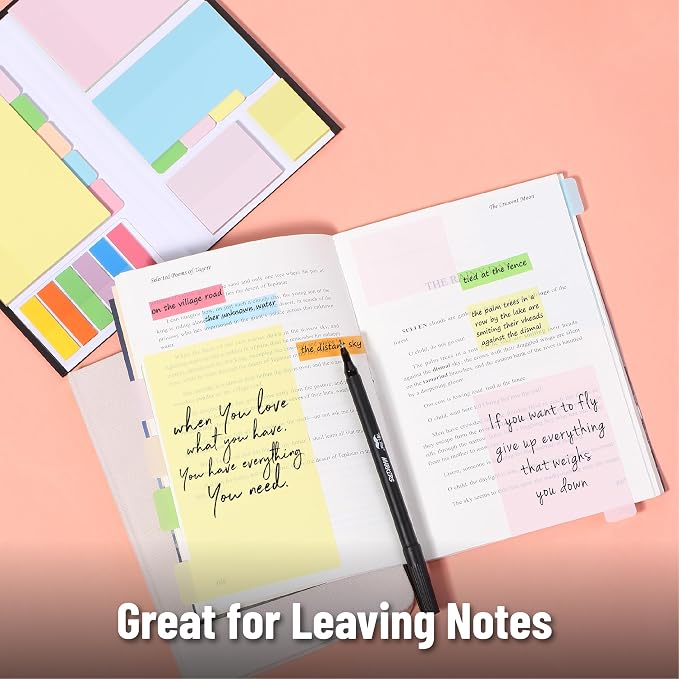Mr. Pen- Transparent Sticky Notes Set, 380 Pack | Transparent Sticky Notes Tabs with Black Fineliner Pen for Bible Study, Office, School, Planning, Journaling & Organization