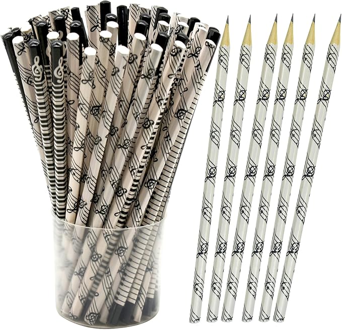 68 PCS Music Pencils with Musical Instruments Patterns - HB Wooden Pencils for School Teachers and Artists