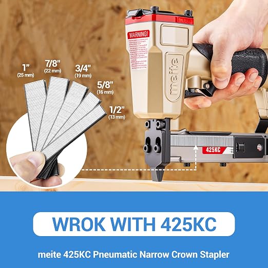 meite 18 Gauge 1/4-Inch Narrow Crown Staples, 5/8-Inch Length Heavy Duty Galvanized Upholstery Staples for Electric or Pneumatic Narrow Crown Staple Guns (4,000 PCS)