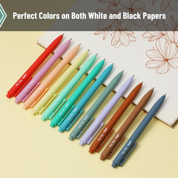 Mr. Pen- Retractable Gel Pens, 12 Pack, Assorted Color Ink | Fine Point 0.7mm, Fast Dry, Smooth Writing, Cute Pens for Drawing, Writing Planner and School Supplies