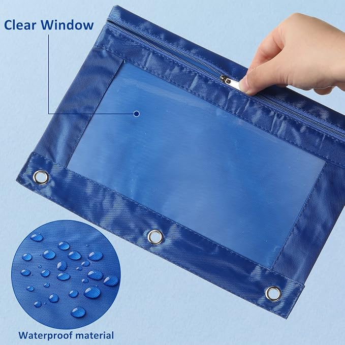 Marspark 48 PCS Pouch Bag for 3 Ring Binder - Bulk Zipper Pencil Binder Pouches with Clear Window for Utensils Storage Supplies(Multicolor)