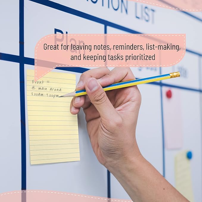 Mr. Pen- Lined Sticky Notes, 4" x 6", 6 Pads, 45 Sheets/Pad | Sticky Notes with Lines, Ruled Post Stickies, Memo Pads, Self-Stick Note Pad for Office, School, Home, Study & Organization