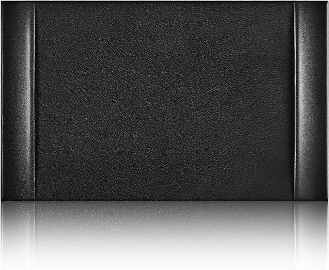 26.5 x 17.3 Inch Leather Desk Pad Protector with Side Rails, Executive Office Desk Mat for Home Workspace, Writing Surface, Mouse & Keyboard Pad, Elegant Gift for Men Dad Husband(Black)