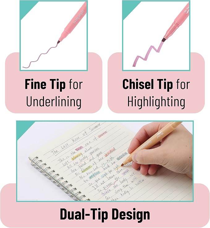 Mr. Pen- Dual Tip Highlighters, 16 Pack, Fine & Chisel | Cute Highlighters Assorted Colors, Dual Tip Markers