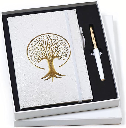 Veway Premium Tree of Life Journal and Pen Set for Women (Radiance) | 224-Page Hardcover Notebook, Elegant Gift Box & Refillable Gold Pen | A5 Aesthetic Writing Journal & Inspirational Gift