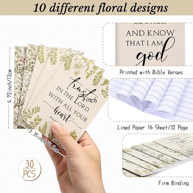 Ctosree 60 Pcs Christian Gifts Bulk for Women Bible Verse Notebook Prayer Journal Inspirational Ballpoint Pen Notepad Church Gift for Women Pastor's Wife Vbs Sunday School Back to School Gift (Beige)