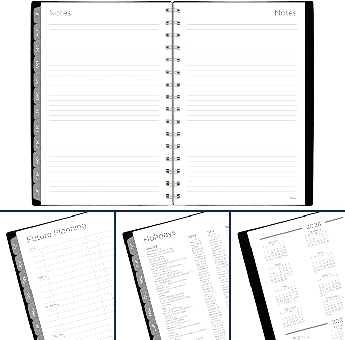 Mead Planner 2026-2027 Weekly & Monthly Academic 15-Month April-June, 5.5" x 8.5", Black (CAW42005) (Pack of 12)